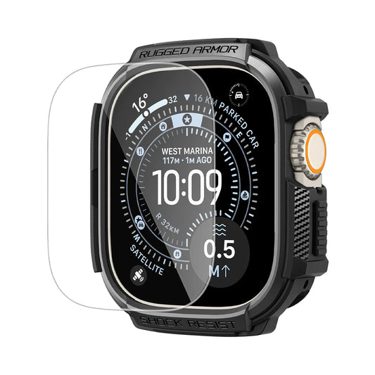 Spigen Rugged Armor cover med skærmbeskytter til Apple Watch Ultra Series, sort ACS11414