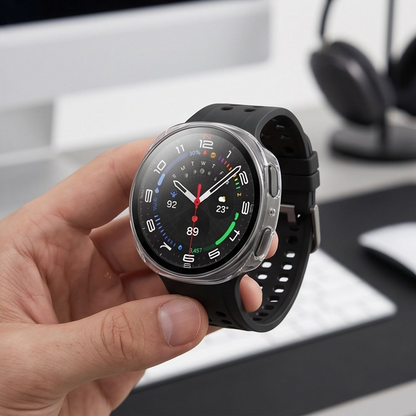 Tech-Protect Defense cover til Samsung Galaxy Watch 9 / Watch8 44mm, sæt med 2 stk., sort / gennemsigtig