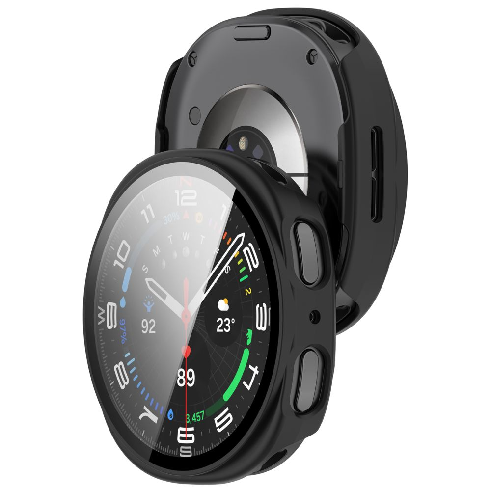 Tech-Protect Defense cover til Samsung Galaxy Watch9 / Watch8 40mm, sæt med 2 stk., sort / gennemsigtig
