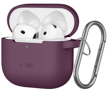 Tech-Protect Silicone Hook-etui til Apple AirPods 4 / AirPods 5, vinrød