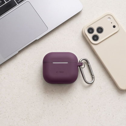 Tech-Protect Silicone Hook-etui til Apple AirPods 4 / AirPods 5, vinrød