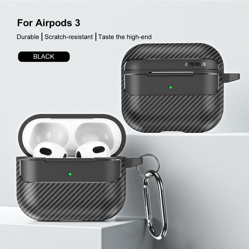 Techsuit CarbonFiber-etui til Apple AirPods 3, Sort