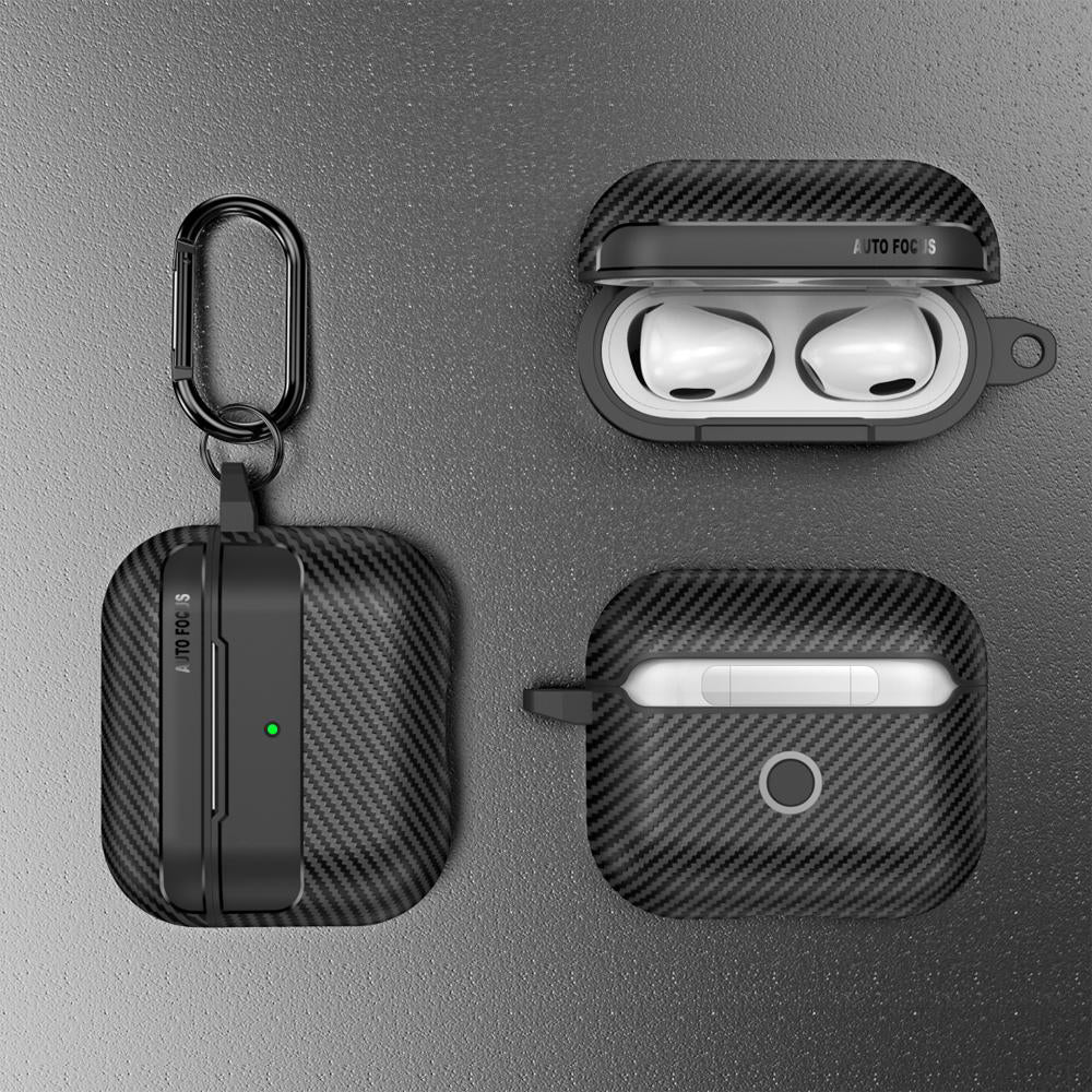 Techsuit CarbonFiber-etui til Apple AirPods 3, Sort