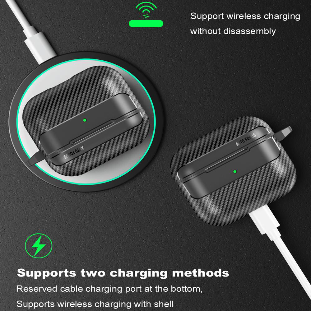 Techsuit CarbonFiber-etui til Apple AirPods 3, Sort