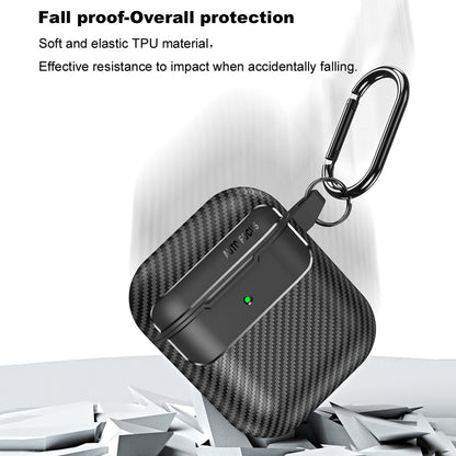 Techsuit CarbonFiber-etui til Apple AirPods Gen 2 / Gen 1, Sort