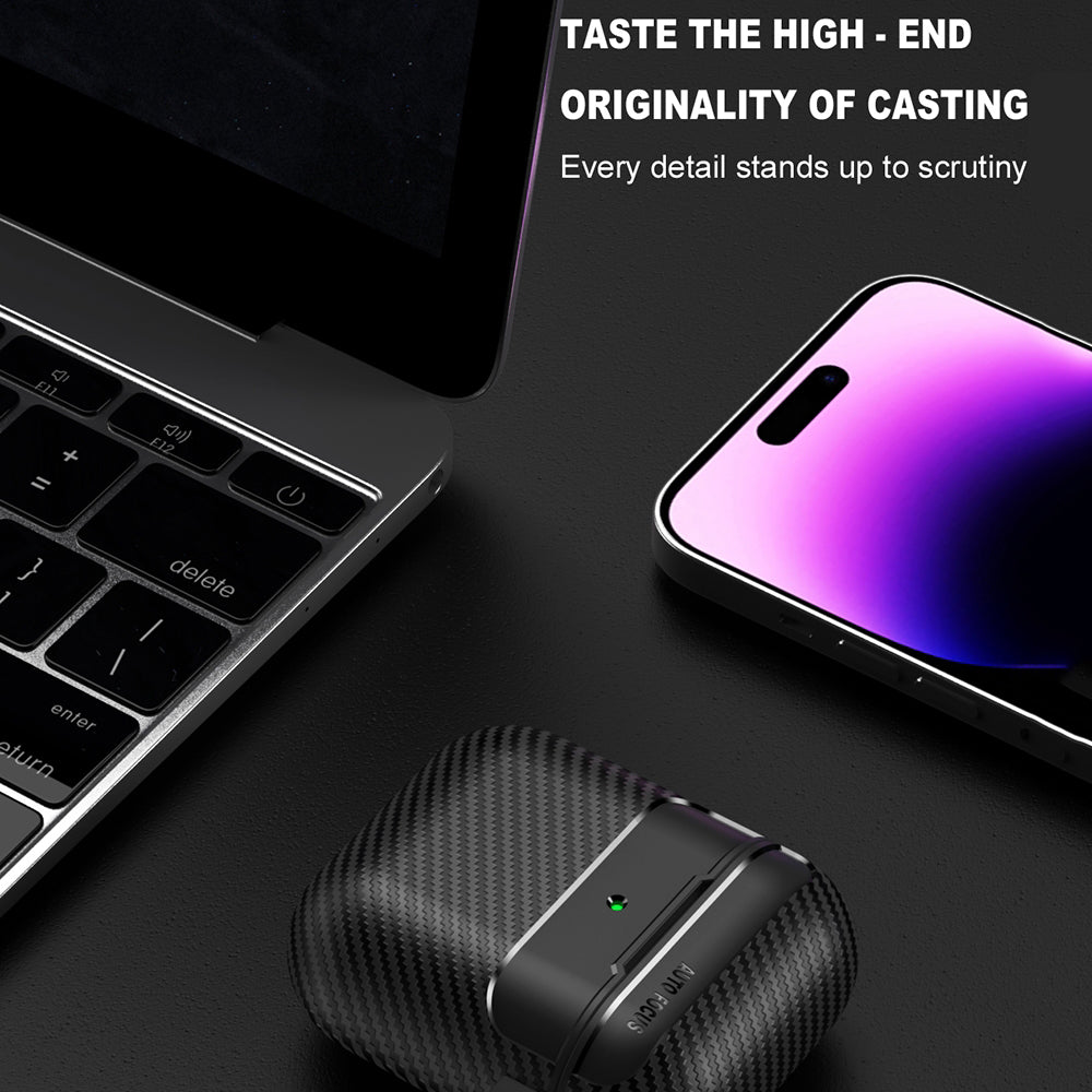 Techsuit CarbonFiber-etui til Apple AirPods Gen 2 / Gen 1, Sort