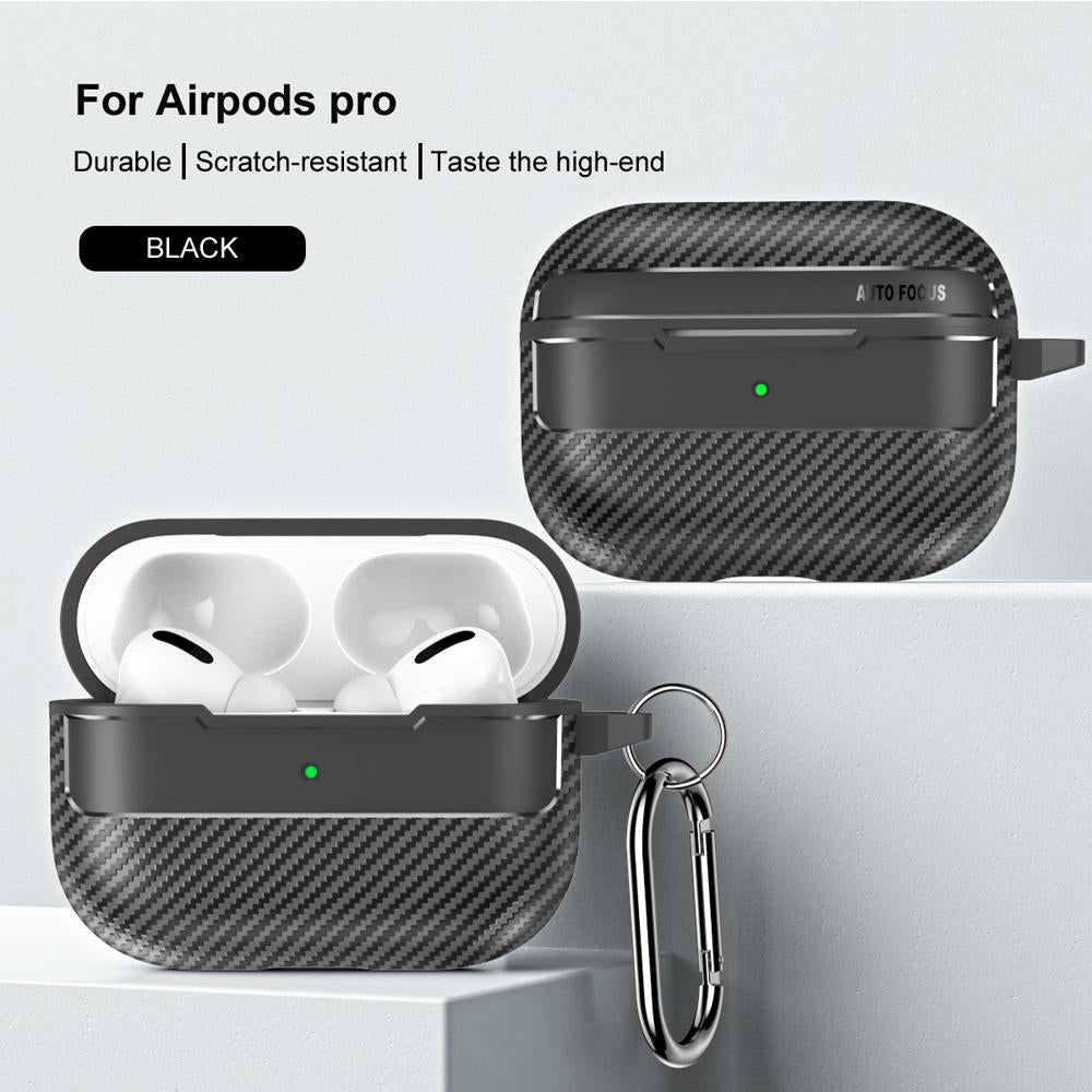 Techsuit CarbonFiber-etui til Apple AirPods Pro Series, Sort