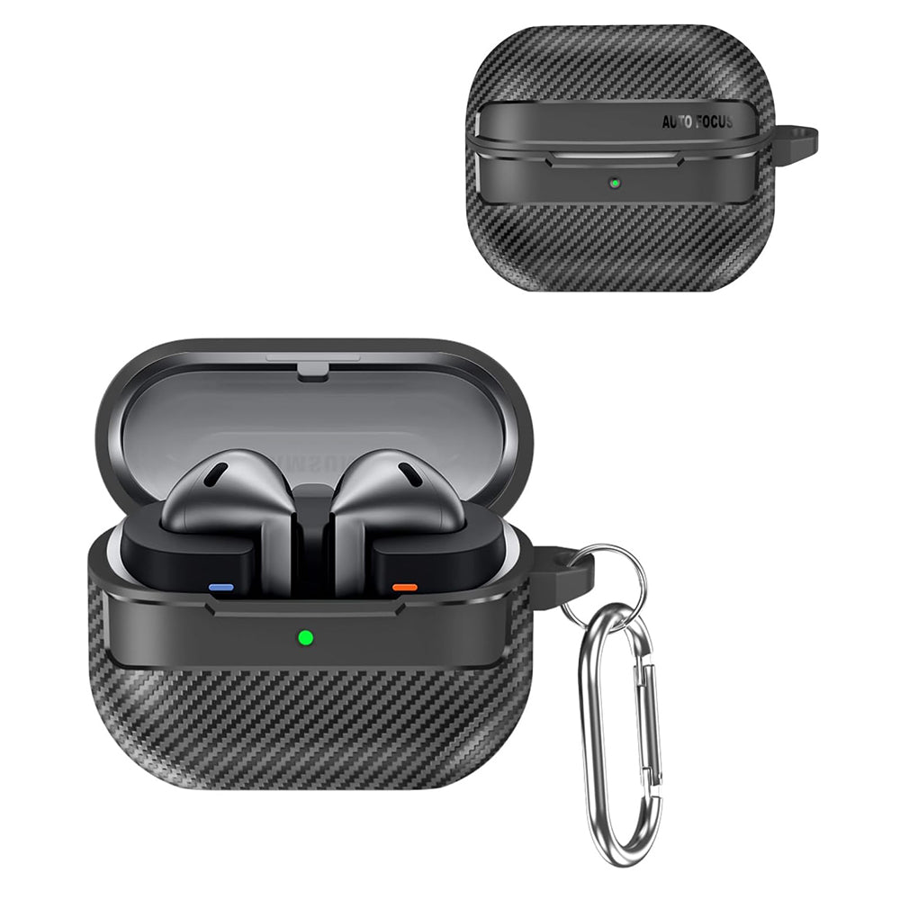 Techsuit CarbonFiber-etui til Samsung Galaxy Buds3 FE / Buds3 Pro / Buds3, Sort