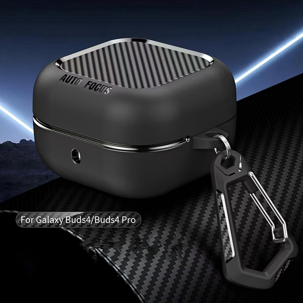 Techsuit CarbonFiber-etui til Samsung Galaxy Buds4 / Buds4 Pro, Sort