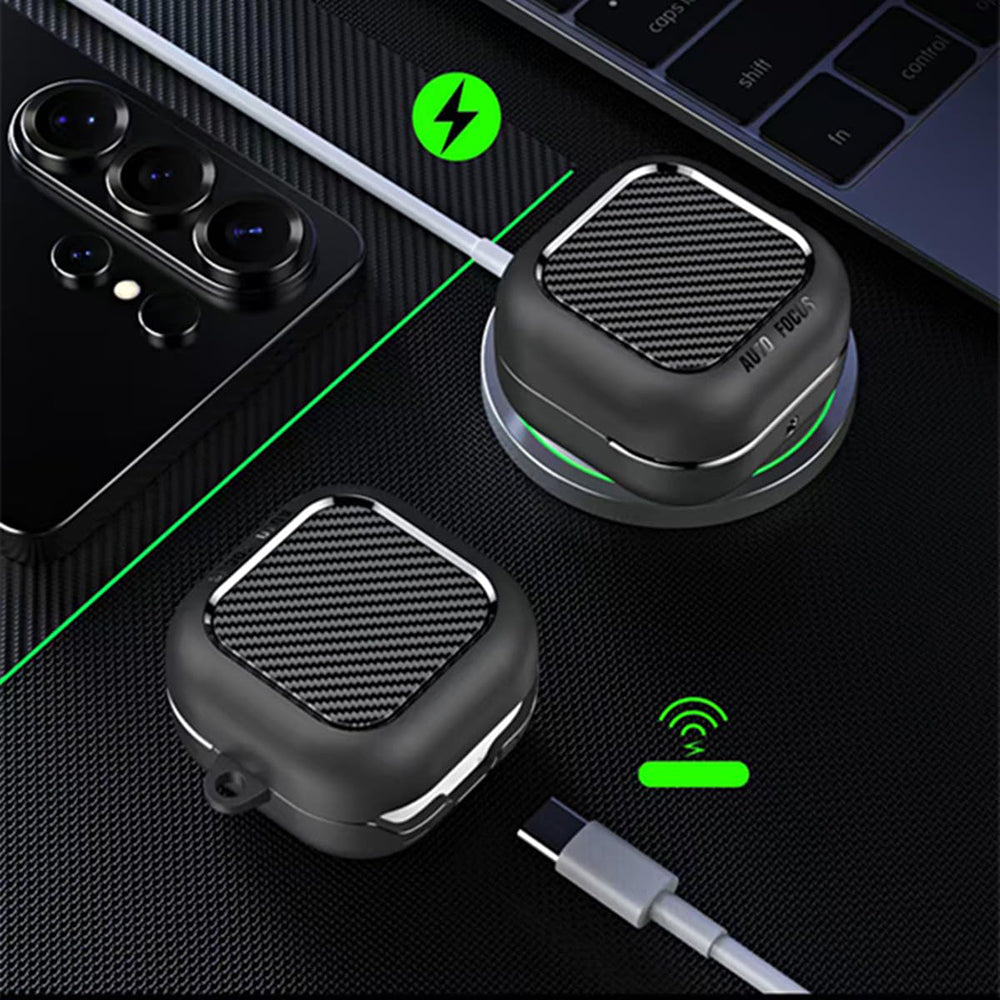 Techsuit CarbonFiber-etui til Samsung Galaxy Buds4 / Buds4 Pro, Sort