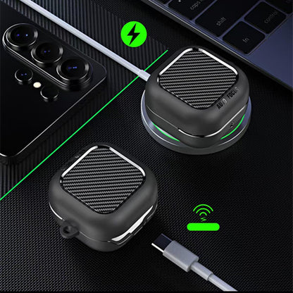 Techsuit CarbonFiber-etui til Samsung Galaxy Buds4 / Buds4 Pro, Sort