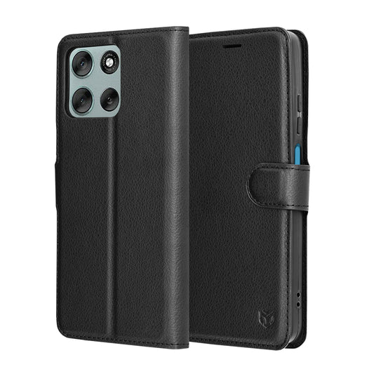 Cover til Motorola Moto G56, Techsuit, Leather Folio, Sort