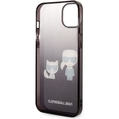 Case for Apple iPhone 14 Plus, Karl Lagerfeld, Gradient Karl & Choupette, Black