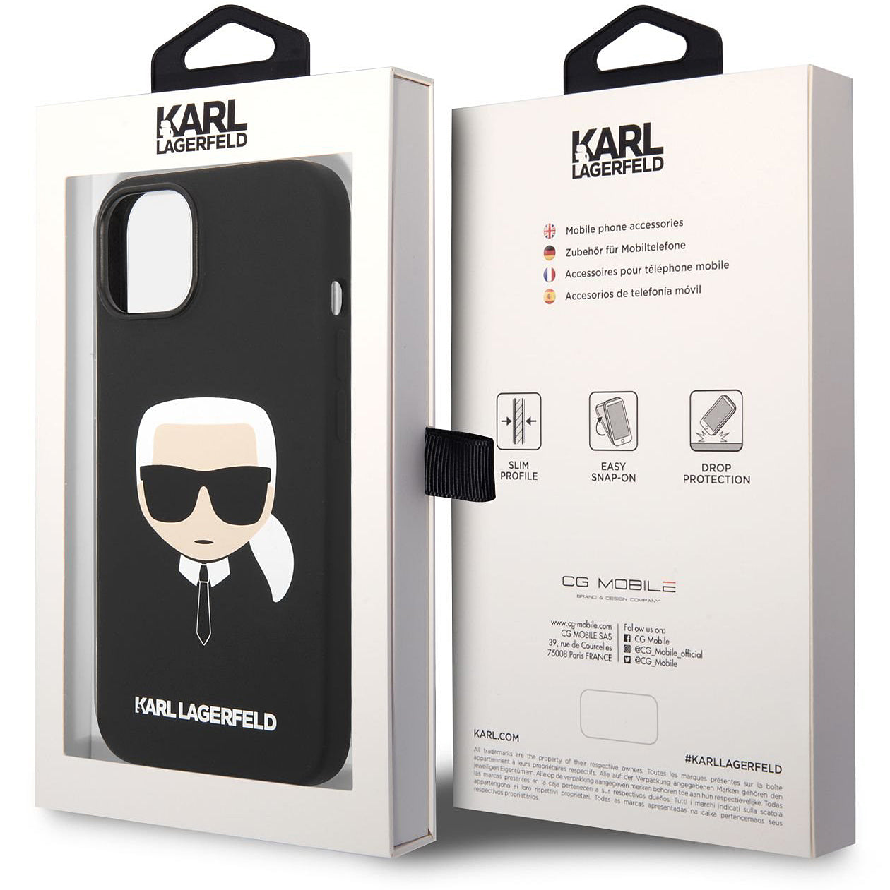 MagSafe Case for Apple iPhone 14 Plus, Karl Lagerfeld, Liquid Silicone Karl Head, Black