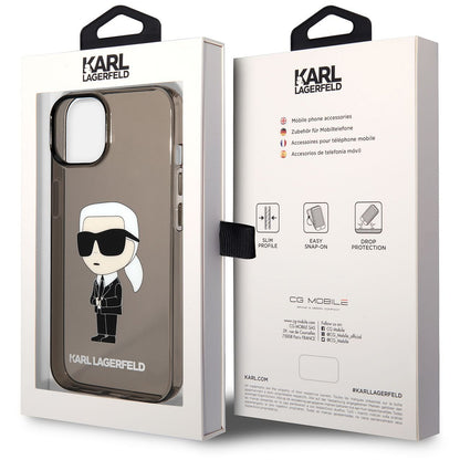 TPU-etui Karl Lagerfeld IML til Apple iPhone 14 Plus, Ikonik NFT, Gennemsigtig Sort KLHCP14MHNIKTCK