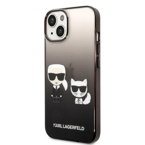 Case for Apple iPhone 14 Plus, Karl Lagerfeld, Gradient Karl & Choupette, Black
