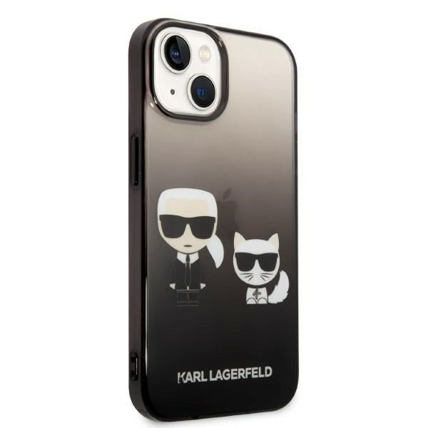 Case for Apple iPhone 14 Plus, Karl Lagerfeld, Gradient Karl & Choupette, Black
