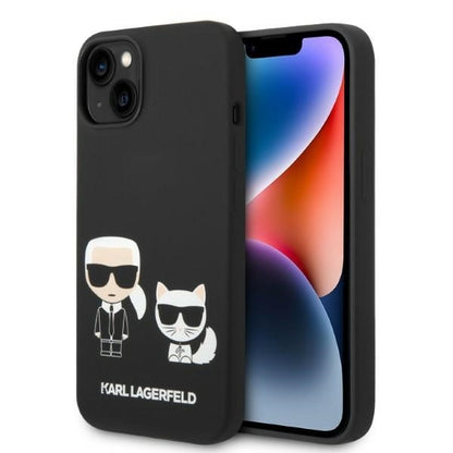 MagSafe Case for Apple iPhone 14 Plus, Karl Lagerfeld, Karl & Choupette Silicone, Black