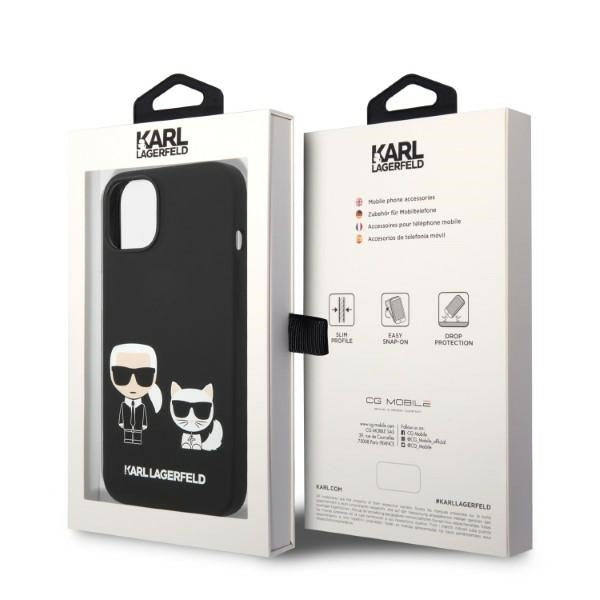 MagSafe Case for Apple iPhone 14 Plus, Karl Lagerfeld, Karl & Choupette Silicone, Black