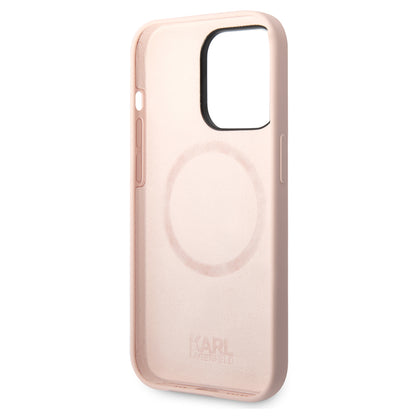 MagSafe Case for Apple iPhone 14 Pro, Karl Lagerfeld, Silicone Karl Head, Pink