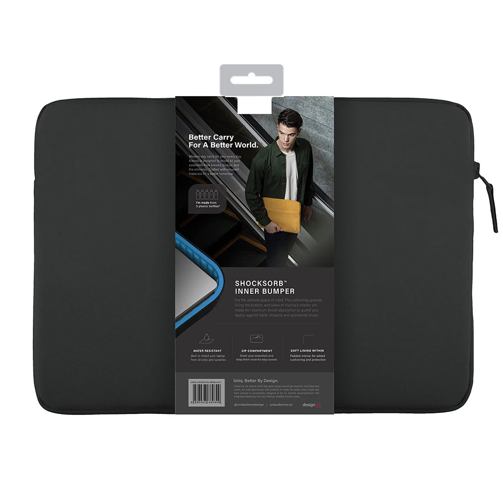 UNIQ Vienna Sleeve til Laptop max. 16 tommer, Sort