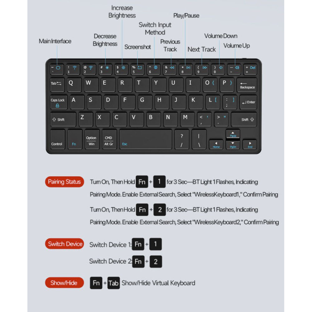 Universal taske med Bluetooth-tastatur til telefon, DUX DUCIS, sort