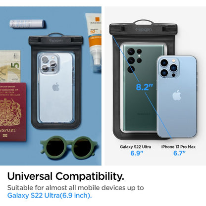 Universal Vandtæt Telefoncover max. 3.5inch - 7inch, Spigen, A601, Sæt med 2 stykker, Sort AMP04523