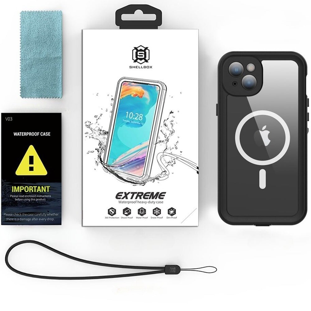 Waterproof MagSafe Cover til Apple iPhone 15 Plus, ShellBox, Sort