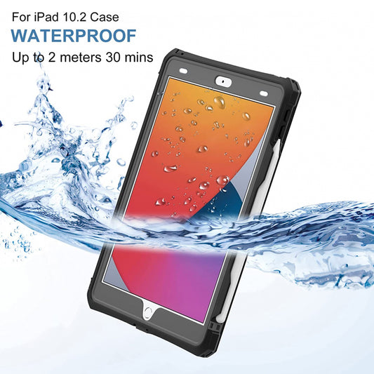 Waterproof-etui til Apple iPad 10.2 (2021) / 10.2 (2020) / 10.2 (2019), ShellBox, Sort