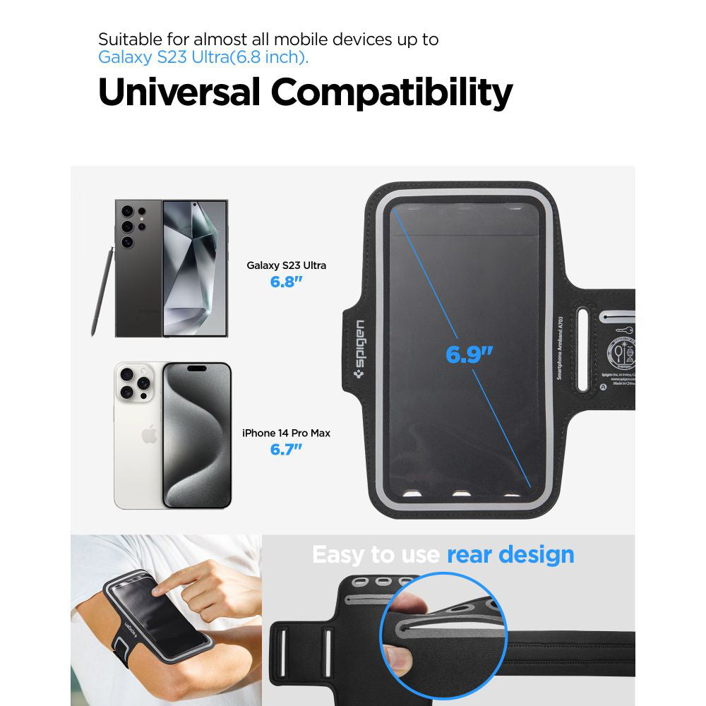 Universal Vandtæt Telefonetui max. 6,9 tommer, Spigen, Dynamic Shield, Sort AMP07187