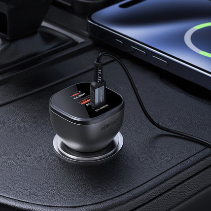 Acefast B14 Biloplader, 165W, 5A, 1 x USB-A - 2 x USB-C, Sort