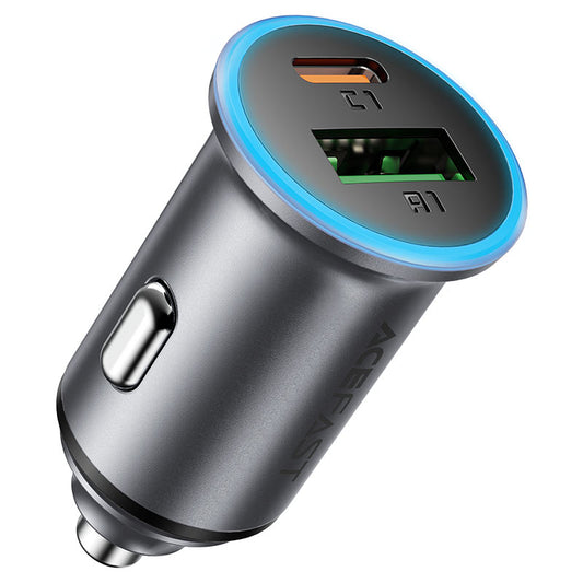 Biloplader Acefast B15, 65W, 3.25A, 1 X USB-A - 1 x USB-C, Grå