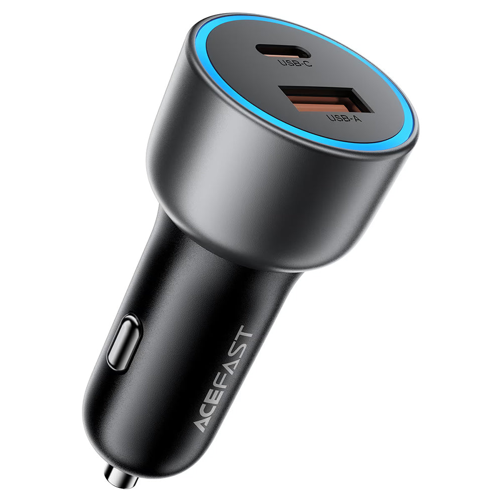 Acefast B21 Biloplader, 75W, 3A, 1 x USB-A - 1 x USB-C, Grå