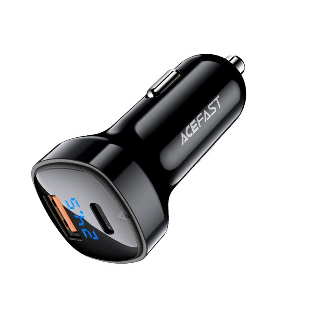 Biloplader Acefast B4, 66W, 3A, 1 x USB-A - 1 x USB-C, Sort