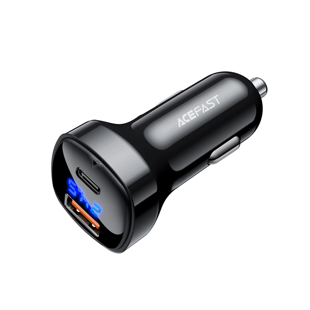 Biloplader Acefast B4, 66W, 3A, 1 x USB-A - 1 x USB-C, Sort