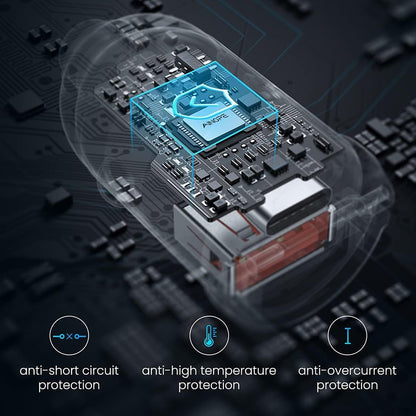 Biloplader Ainope, 30W, 5A, 1 x USB-A - 1 x USB-C, Sort