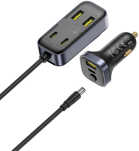 Baseus BackseatPal L1 Biloplader, 110W, 3A, 3 x USB-A - 3 x USB-C, Sort C00081100121-00