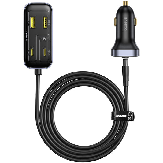 Baseus BackseatPal L1 Biloplader, 110W, 3A, 3 x USB-A - 3 x USB-C, Sort C00081100121-00