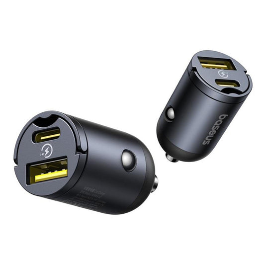 Biloplader Baseus Tiny Star, 30W, 3A, 1 x USB-A - 1 x USB-C, Sort C00035001121-02