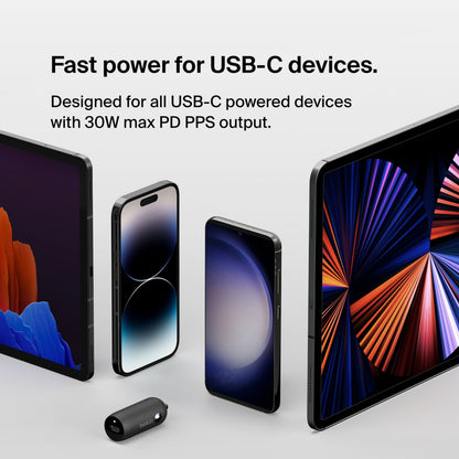 Belkin BoostCharge Biloplader, 30W, 3A, 1 x USB-C, Sort CCA004btBK