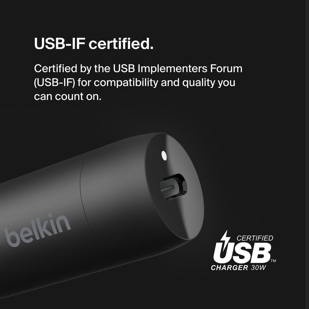 Belkin BoostCharge Biloplader, 30W, 3A, 1 x USB-C, Sort CCA004btBK