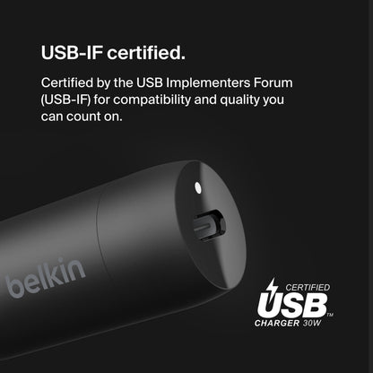 Belkin BoostCharge Biloplader, 30W, 3A, 1 x USB-C, Sort CCA004btBK