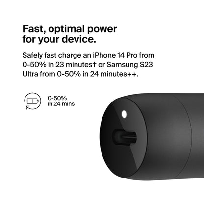 Belkin BoostCharge Biloplader, 30W, 3A, 1 x USB-C, Sort CCA004btBK