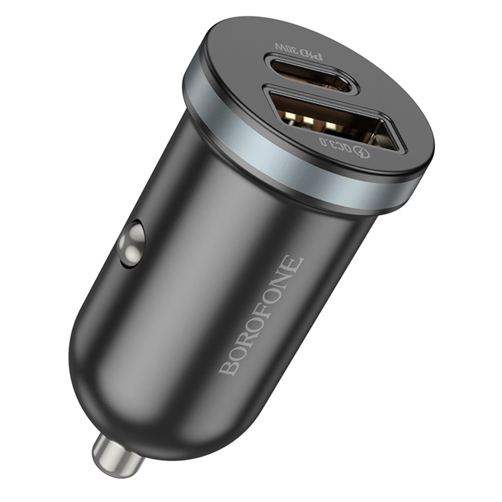 Biloplader Borofone BZ22 Scenery, 30W, 3A, 1 x USB-A - 1 x USB-C, sort 