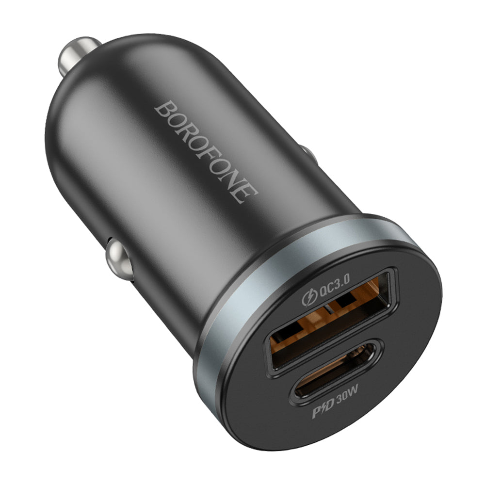 Biloplader Borofone BZ22 Scenery, 30W, 3A, 1 x USB-A - 1 x USB-C, sort 