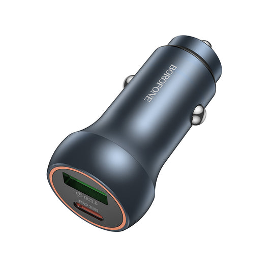 Biloplader Borofone BZ32B Fresh, 48W, 3A, 1 x USB-A - 1 x USB-C, Grå