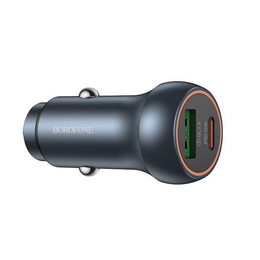 Biloplader Borofone BZ32B Fresh, 48W, 3A, 1 x USB-A - 1 x USB-C, Grå