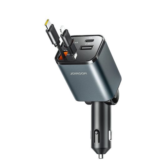 Biloplader med USB-C / Lightning-kabel Joyroom JR-CCL05, 30W, 3A, 1 x USB-A - 1 x USB-C, Grå