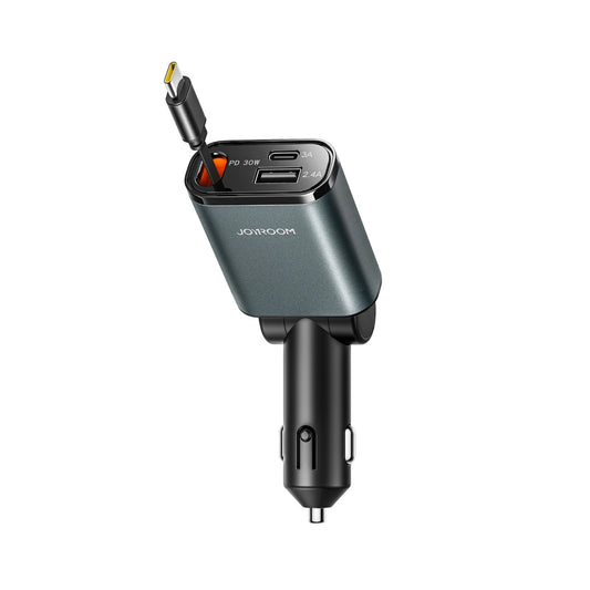Biloplader med USB-C kabel Joyroom JR-CCL07, 30W, 3A, 1 x USB-A - 1 x USB-C, Grå