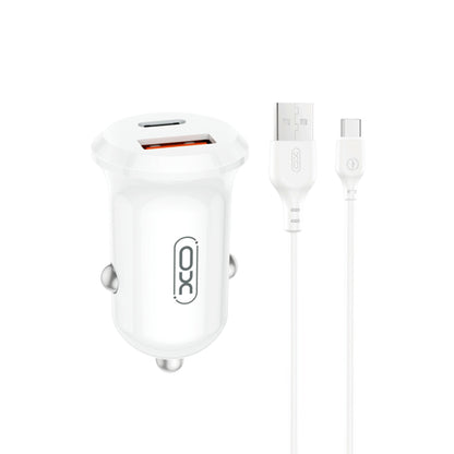 Biloplader med USB-C kabel XO Design CC69, 30W, 3A, 1 x USB-A - 1 x USB-C, Hvid